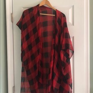 Buffalo check kimono cardigan
